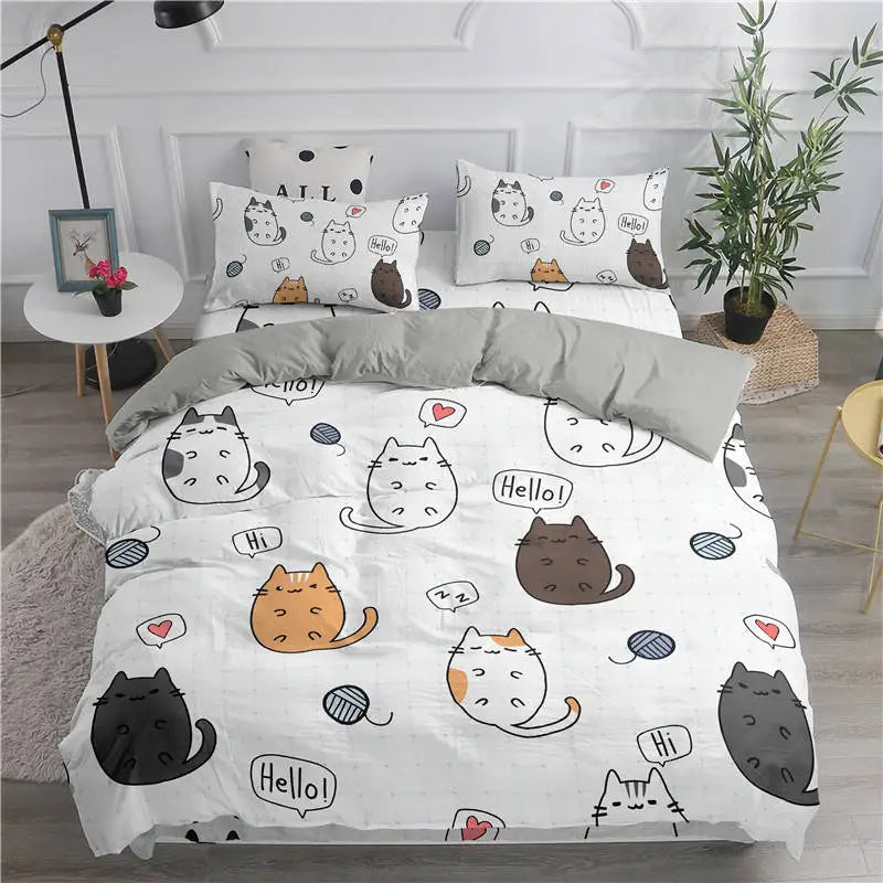 🛌 Conjunto de Cama 3D Gatos Fofos: Aconchego, Arte e a Companhia do Seu Pet na Decoração!
