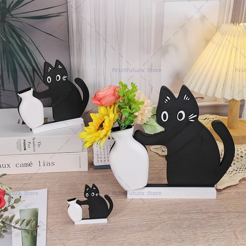 🐈 Vaso Gatinho Travesso 3D: Porta-Canetas e Enfeite de Gato Preto Fofo!