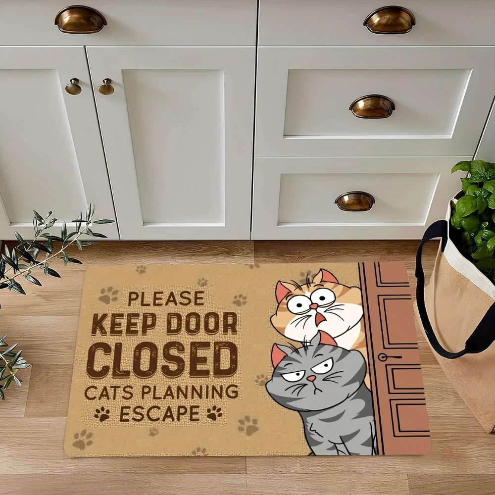 👋 Tapetes "WELCOME" com Tema de Gato: Antiderrapante e Versátil para Qualquer Porta!