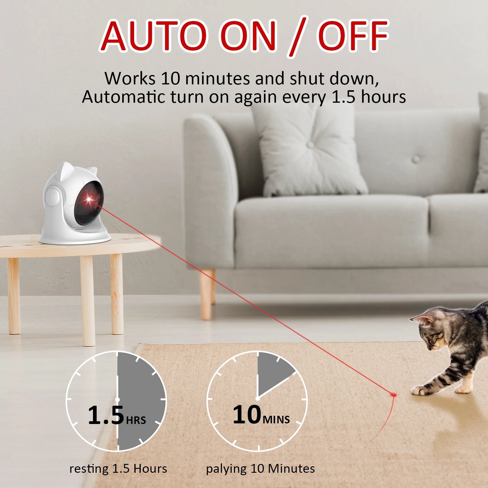 🔴 Laser Automático Recarregável Smart: 2 Modos de Velocidade para Gatos, Cães e Filhotes!