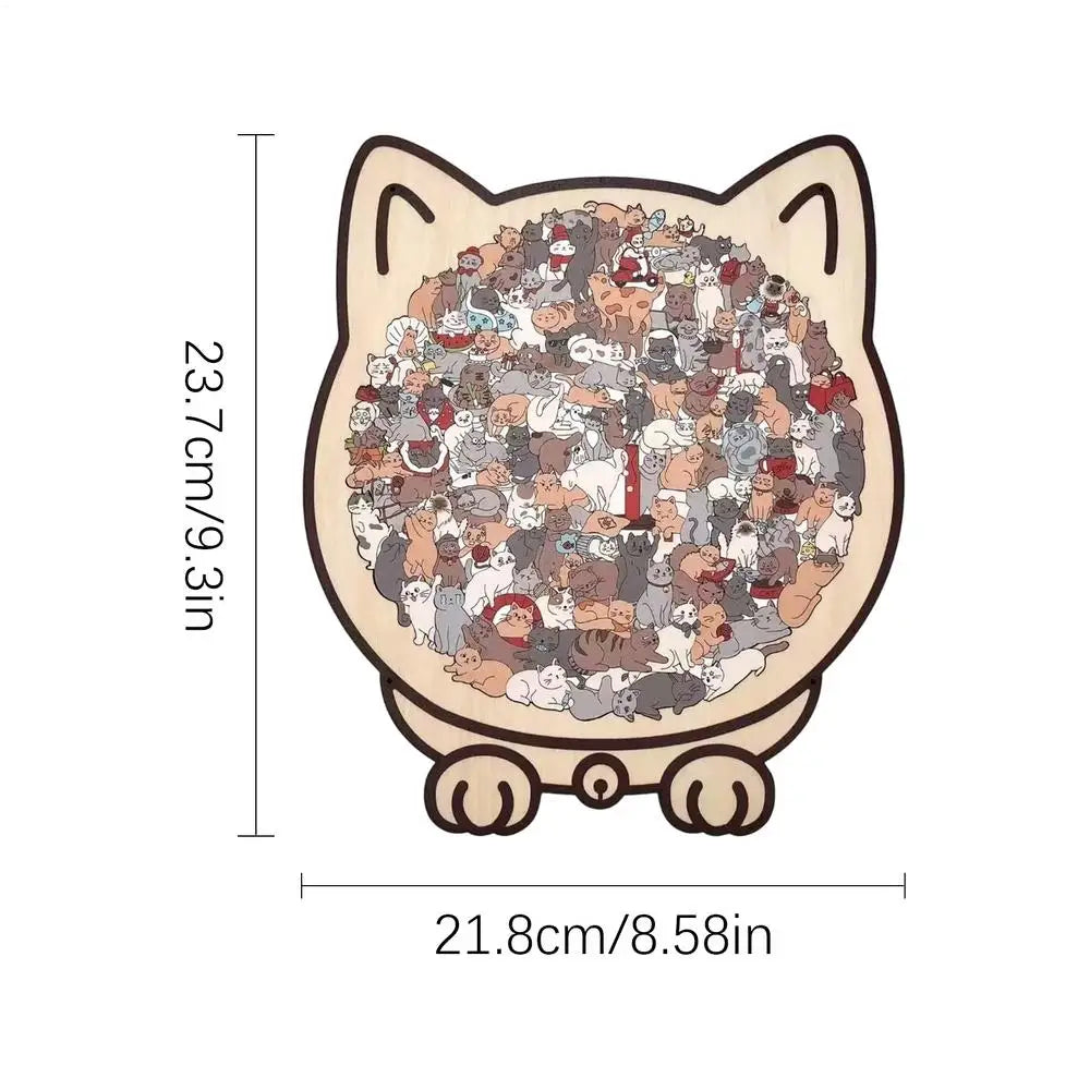 🧩 Quebra-Cabeça de Madeira 135 Peças: Design de Gato Irregular – Presente Único para Cat Lovers!