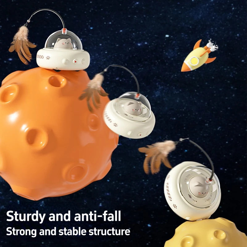 🛸 Brinquedo Smart UFO Elétrico: Varinha Provocadora com Sino e Penas Trocáveis para Gatos!