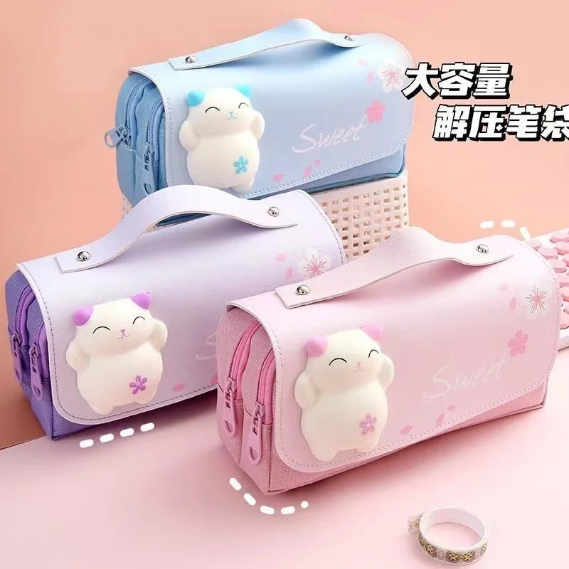 🇰🇷 Estojo 3D Kawaii de Descompressão: À Prova d'Água, Estética Coreana e Alívio do Estresse!