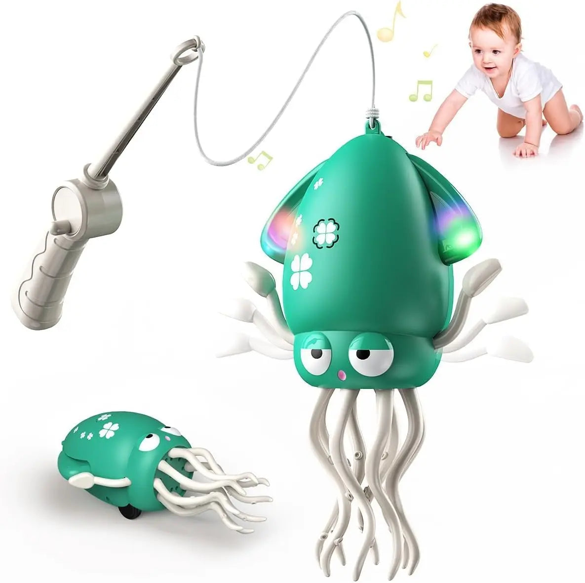 🐙 Brinquedo Polvo Dançarino Mágico: Luz, Música e Caçada Eletrizante para o Seu Thomas!