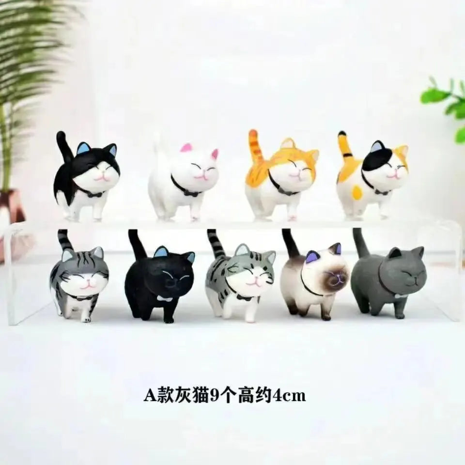 🔔 Conjunto 9 Miniaturas Gato: Estatuetas Fofas para, Decoração e Presente!