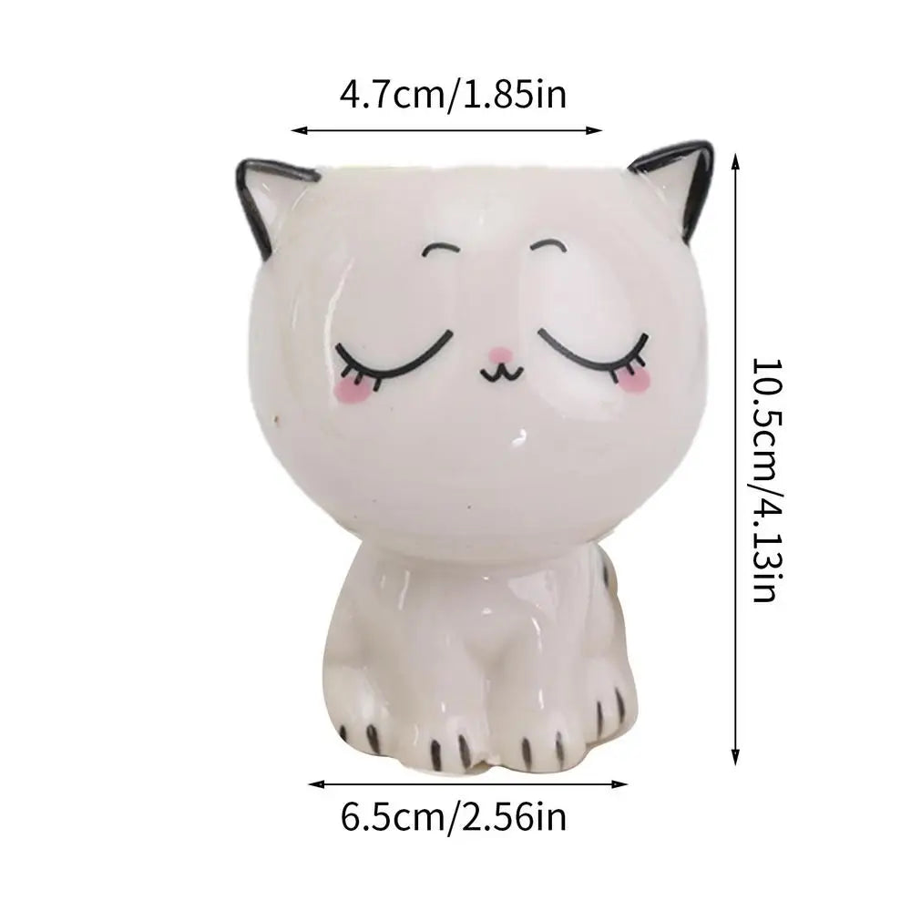 🪴 Vaso de Cerâmica Gatinho Cartoon Mini: Fofura Kawaii para Suculentas e Decoração!
