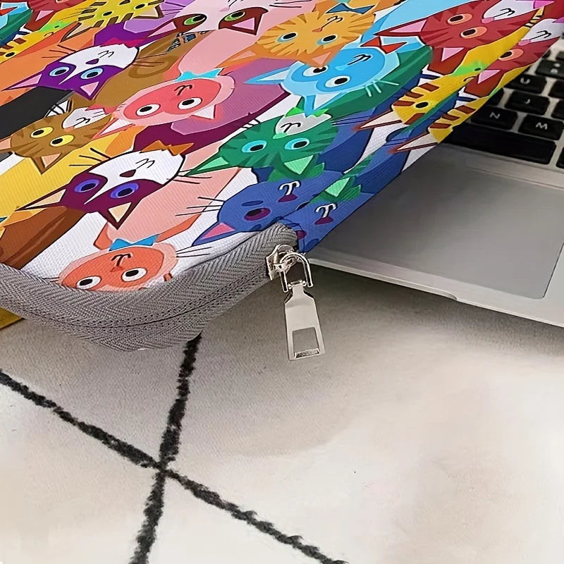 💻 Bolsa para Notebook 14": Estampa Gato Cartoon Colorida – Dois Estilos de Pura Fofura!