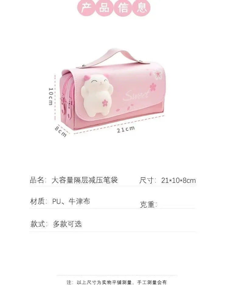 🇰🇷 Estojo 3D Kawaii de Descompressão: À Prova d'Água, Estética Coreana e Alívio do Estresse!