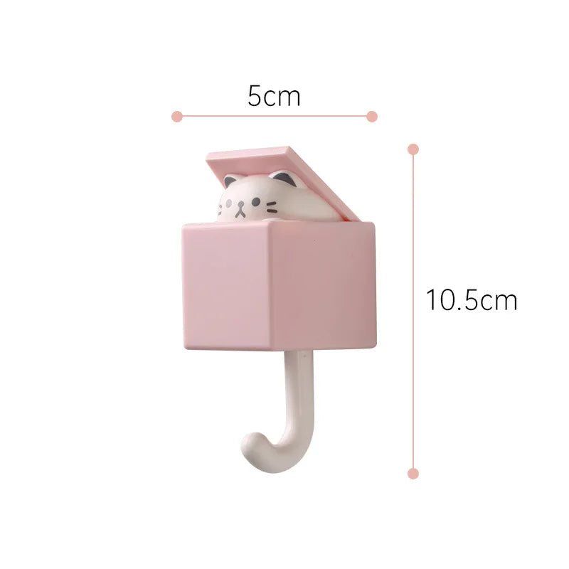 😻 Ganchos Adesivos Gato Cartoon: Decoração Divertida e Organização Fácil para Paredes e Portas!