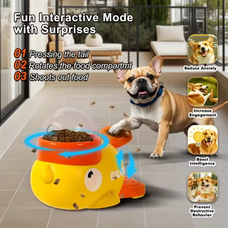 🦆 Patinho Amarelo Smart: Dispensador de Ração, Brinquedo de Inteligência e Auto-Entretenimento para Cães e Gatos!