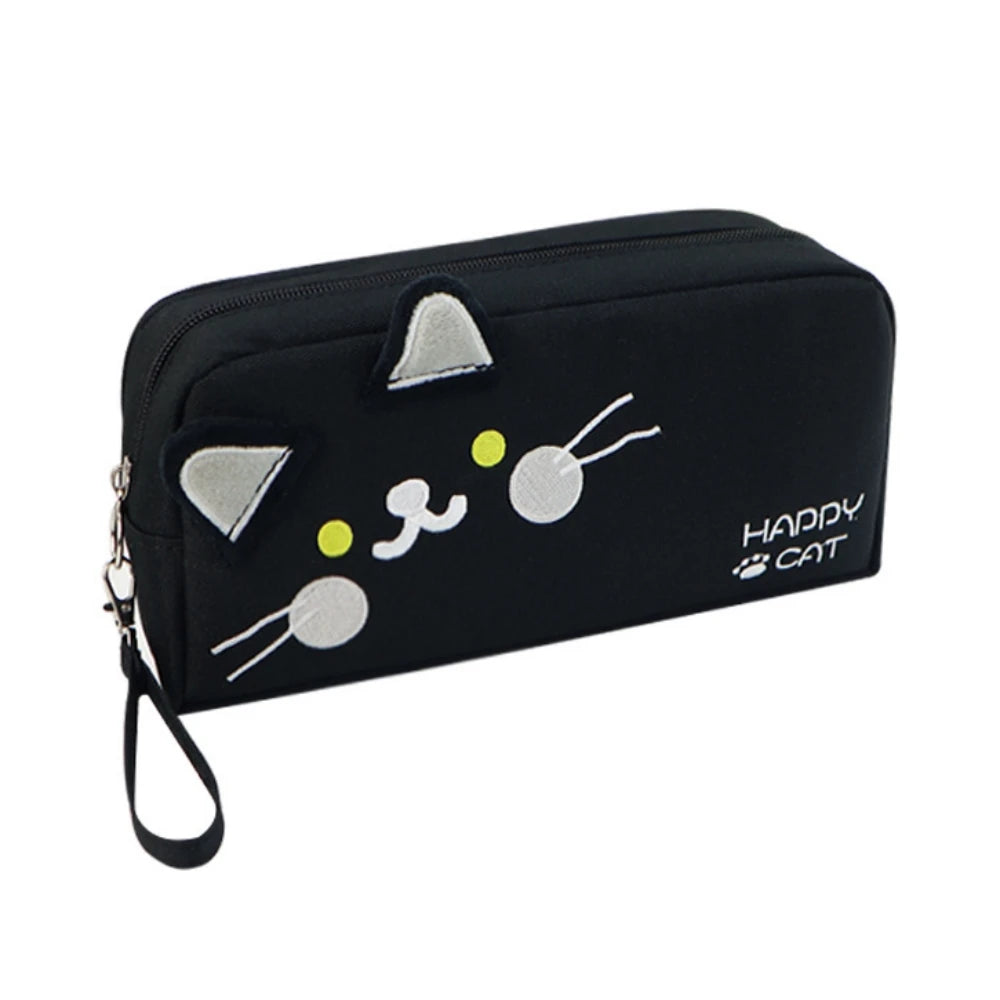 🐾 Estojo Gato Preto e Branco: Grande Capacidade, Portátil e Organização Inteligente!