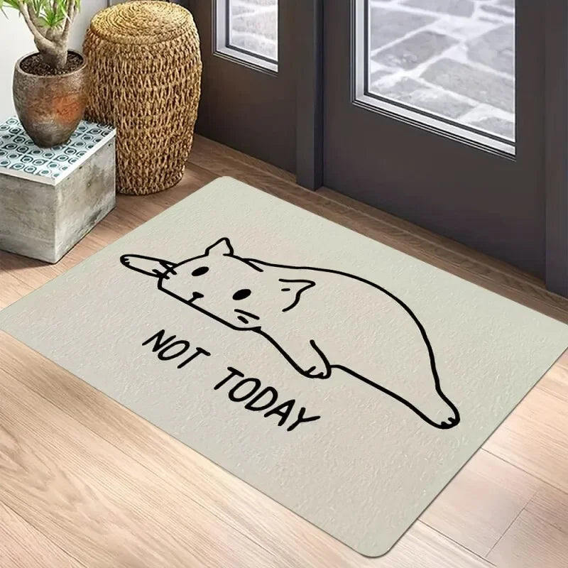 🐈‍⬛ Tapete Capacho Gato Preto Boas-Vindas: Antiderrapante, Lavável e Perfeito para Interior/Exterior!
