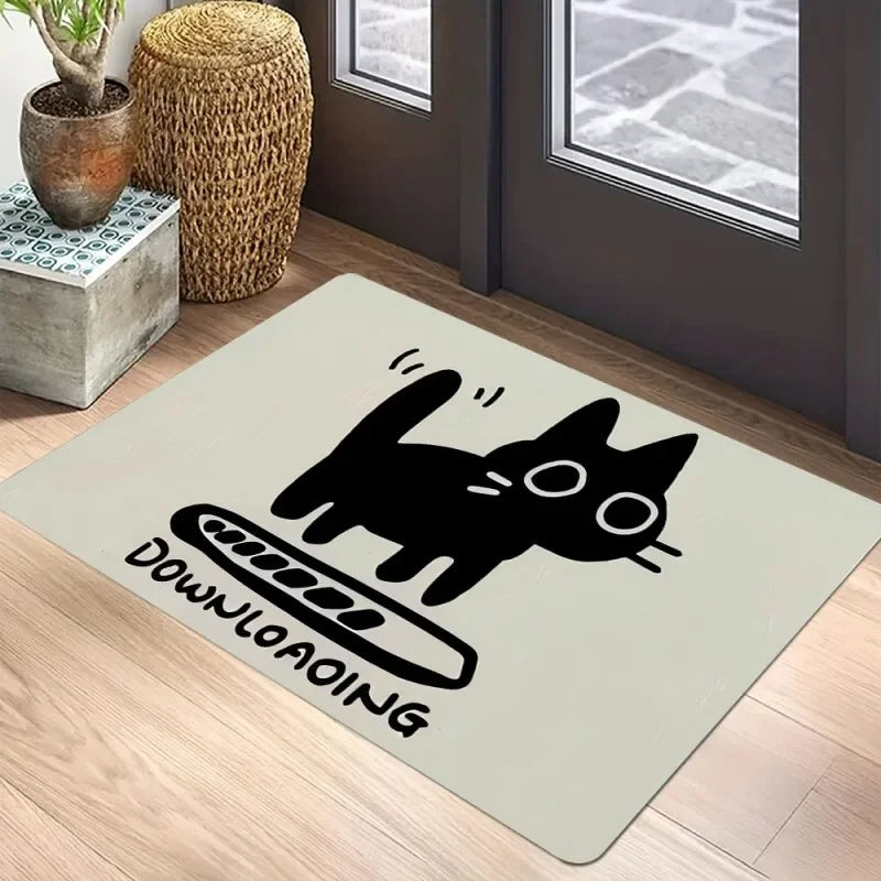 🐈‍⬛ Tapete Capacho Gato Preto Boas-Vindas: Antiderrapante, Lavável e Perfeito para Interior/Exterior!