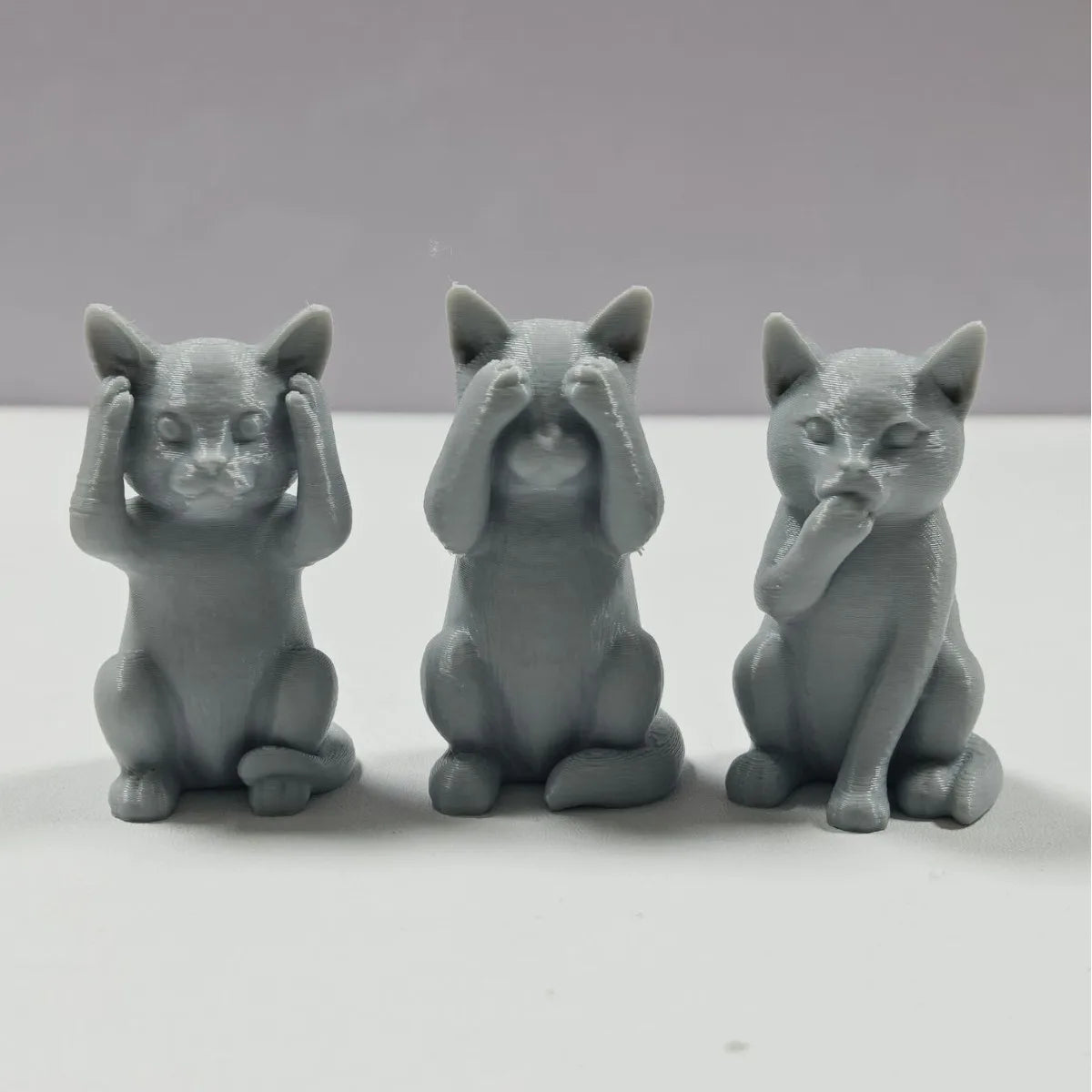 🙈🙉🙊 Trio Gatinhos Expressivos (Não Vejo, Não Ouço, Não Falo): Miniaturas Fofas para Casa e Jardim!