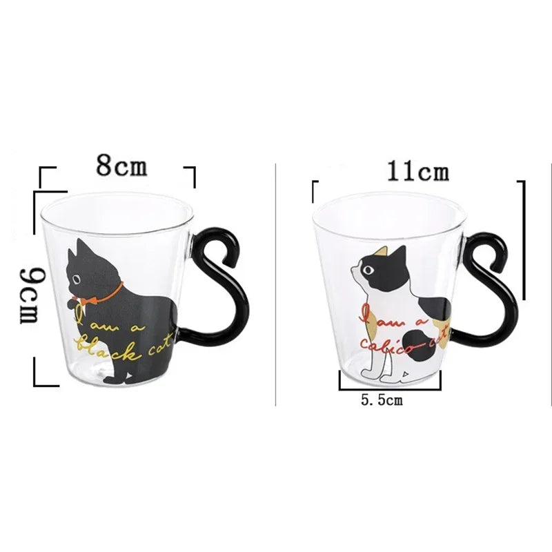 ☕ Caneca Cauda de Gato 3D (250ml): Vidro Borossilicato Resistente ao Calor – Presente Único para Cat Lovers!