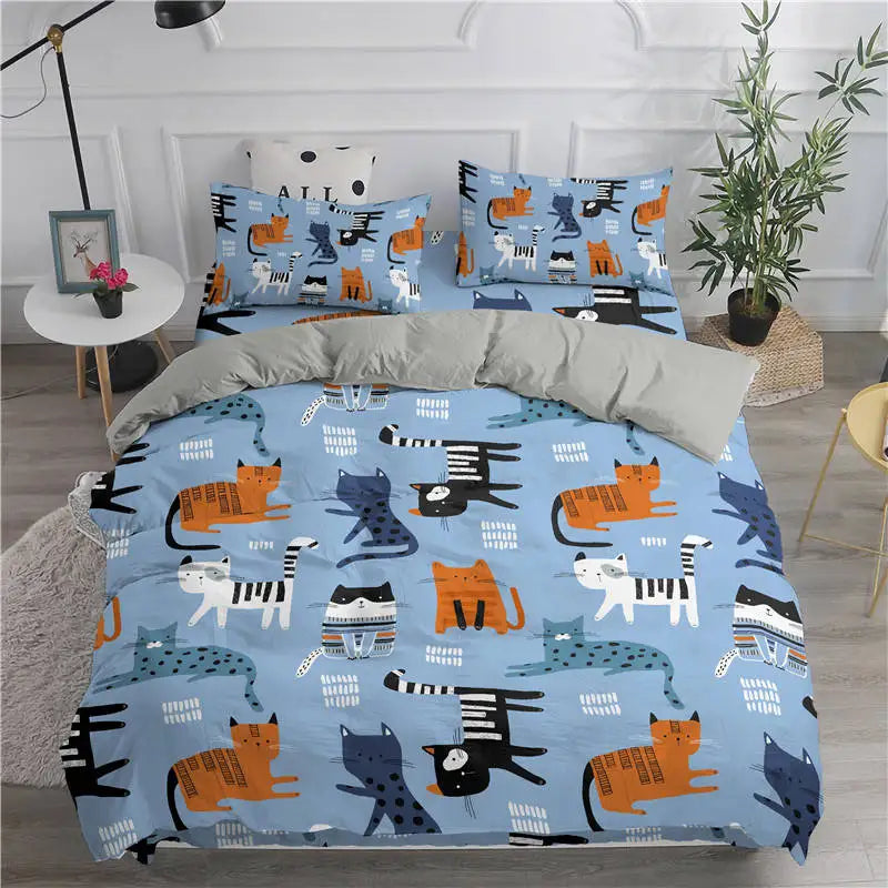 🛌 Conjunto de Cama 3D Gatos Fofos: Aconchego, Arte e a Companhia do Seu Pet na Decoração!