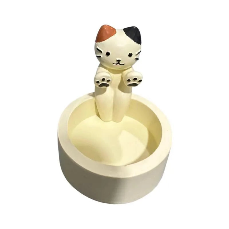 🕯️ Porta-Velas Gato Cartoon: Castiçal Fofo para Tea Lights – Charme na Mesa do Escritório e Casa!