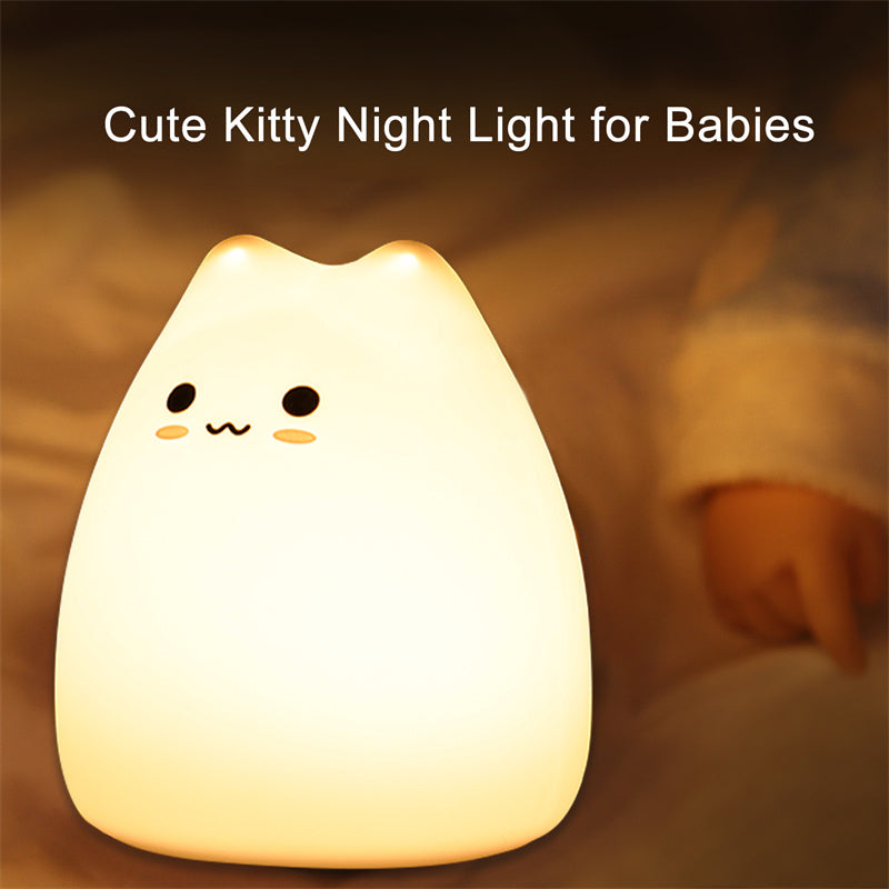 😻 Luminária Noturna Gato Mini: Toque Mágico, 7 Cores e Proteção Ocular – Presente Perfeito para Crianças!
