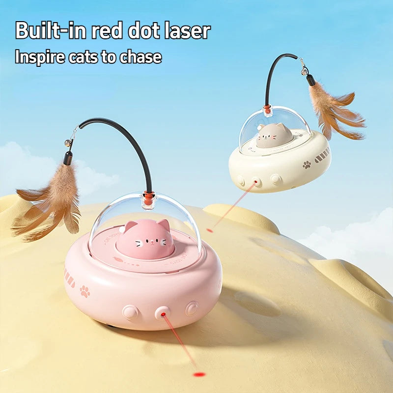 🛸 Brinquedo Smart UFO Elétrico: Varinha Provocadora com Sino e Penas Trocáveis para Gatos!