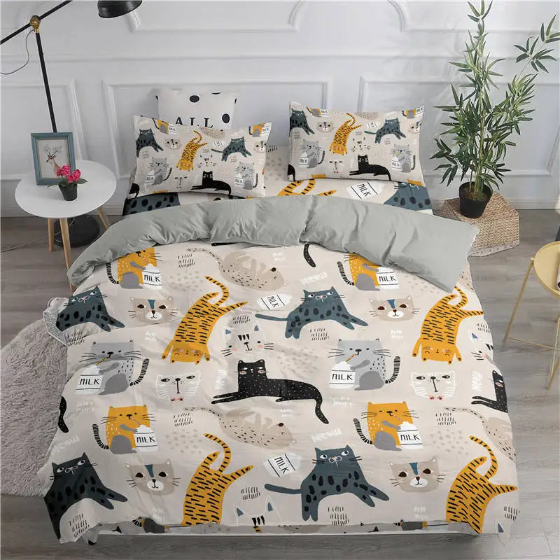 🛌 Conjunto de Cama 3D Gatos Fofos: Aconchego, Arte e a Companhia do Seu Pet na Decoração!