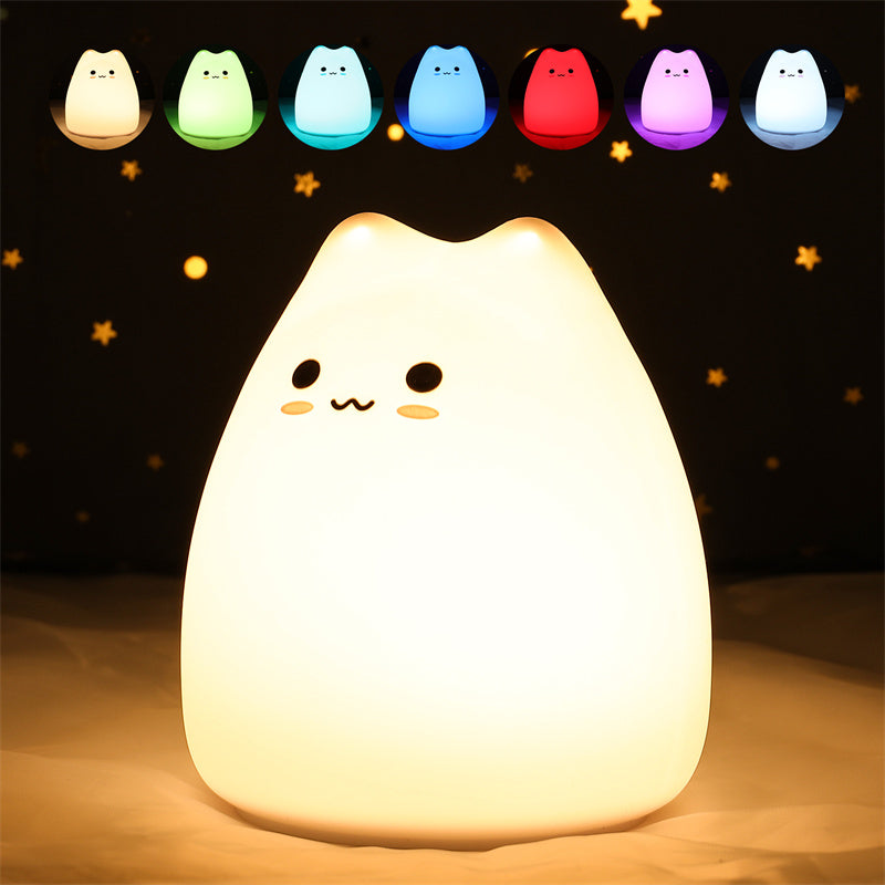 😻 Luminária Noturna Gato Mini: Toque Mágico, 7 Cores e Proteção Ocular – Presente Perfeito para Crianças!
