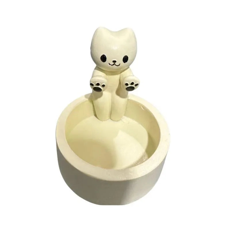 🕯️ Porta-Velas Gato Cartoon: Castiçal Fofo para Tea Lights – Charme na Mesa do Escritório e Casa!