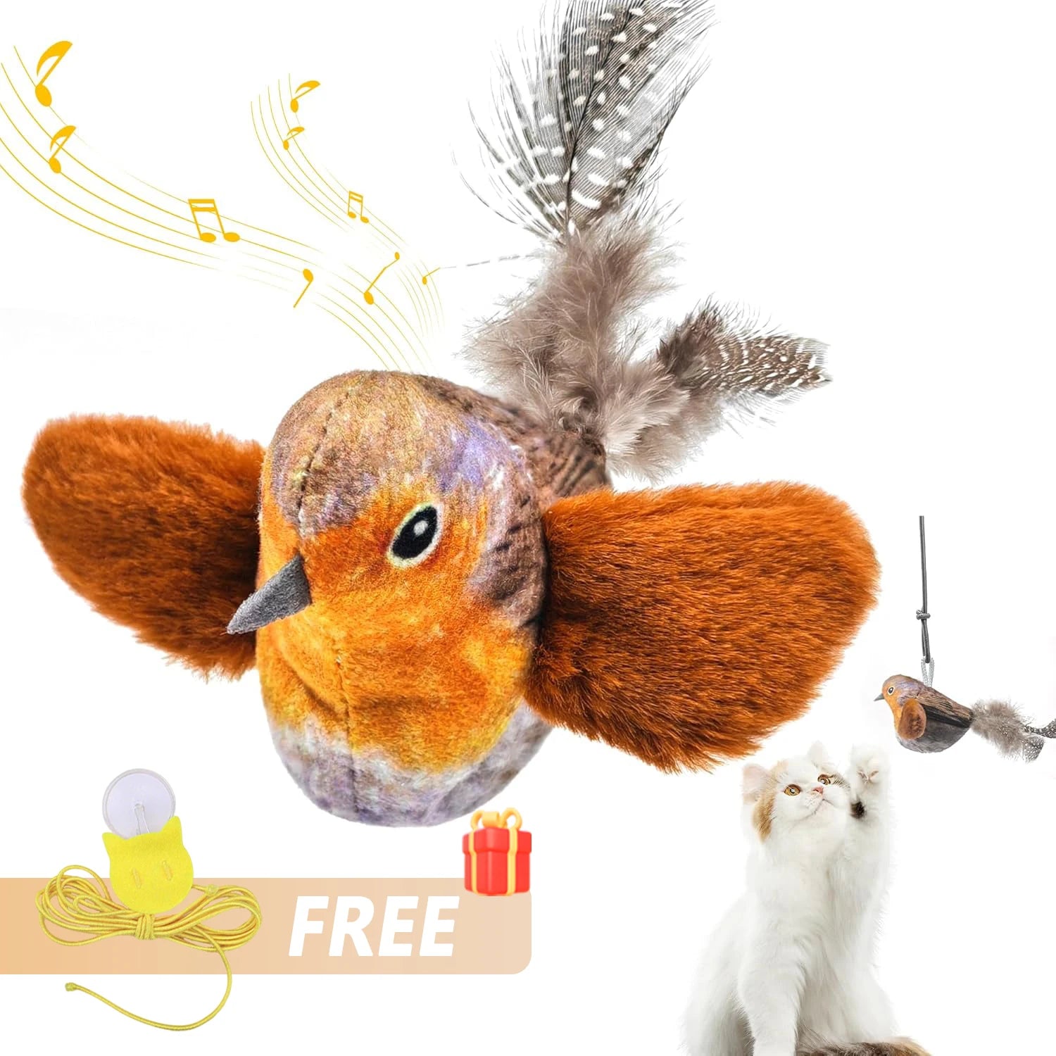 🐦 Pássaro Interativo de Pendurar: Brinquedo com Som e Catnip para Gatos – Caça e Auto-Entretenimento!