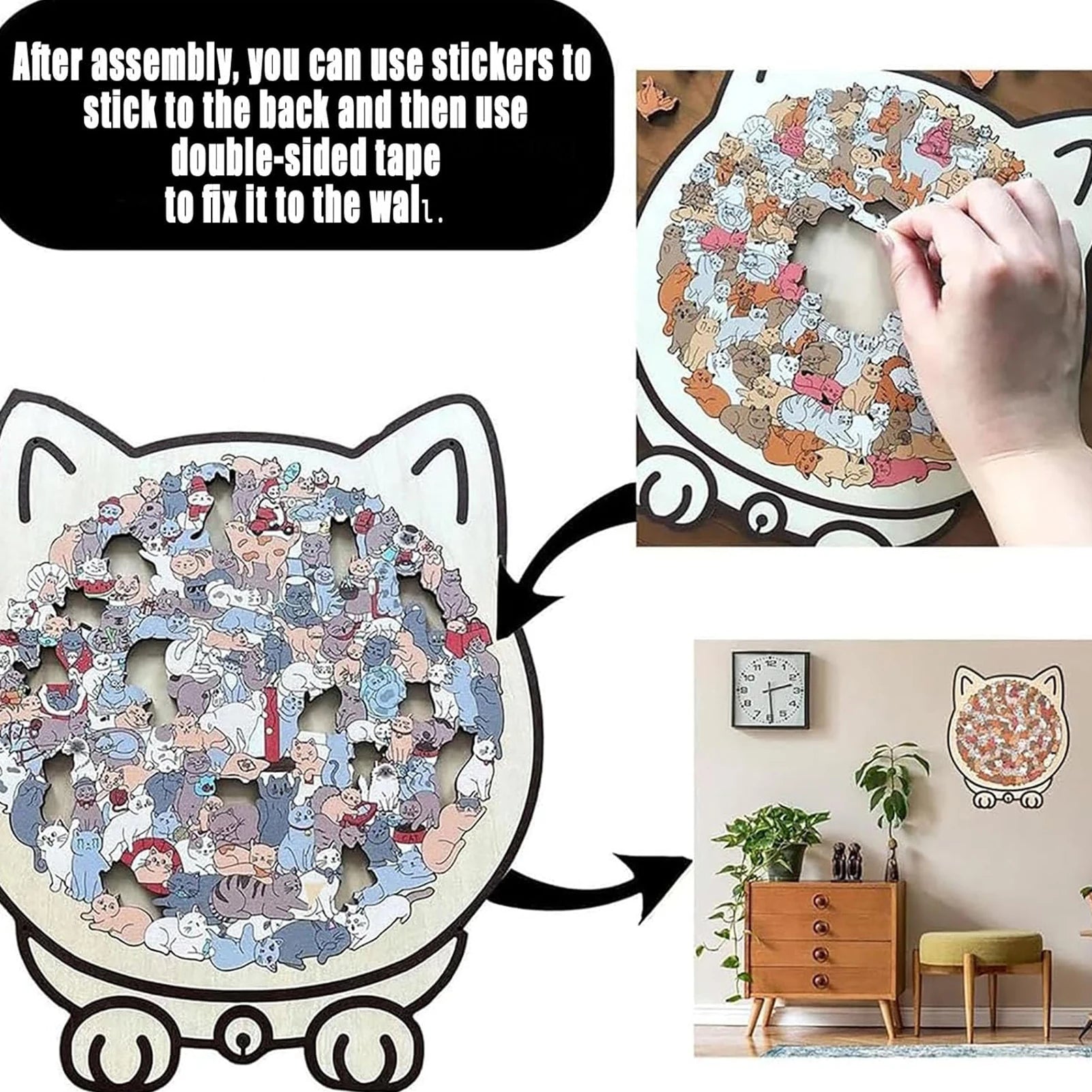 🧩 Quebra-Cabeça de Madeira 135 Peças: Design de Gato Irregular – Presente Único para Cat Lovers!