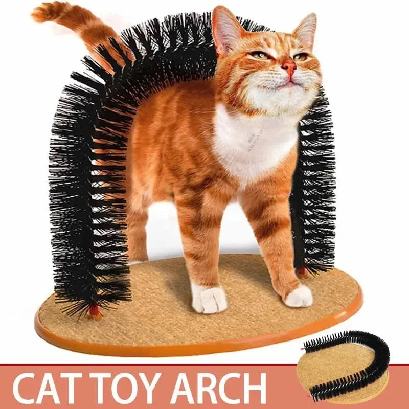 😻 Arco Massageador e Arranhador 2 em 1: Self Groomer para Gatos – Carinho e Escovação Automática!