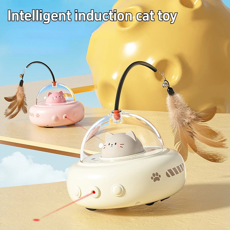 🛸 Brinquedo Smart UFO Elétrico: Varinha Provocadora com Sino e Penas Trocáveis para Gatos!