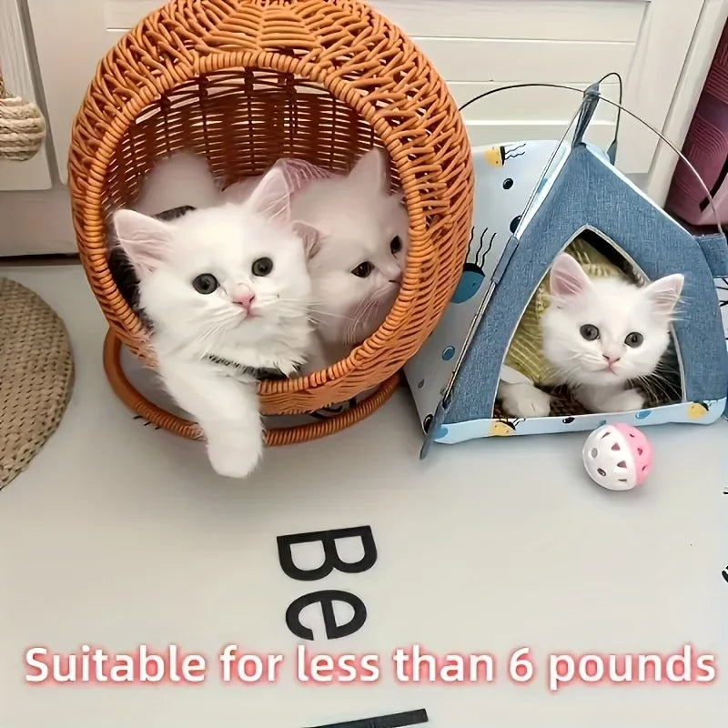 🧺 Cama Rede Luxo "Cesto de Frutas": Um Ninho Artesanal e Exclusivo para o Seu Gato!