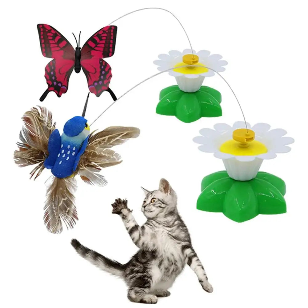 🦋 Borboleta Elétrica Giratória 360°: Brinquedo Automático para Gatos – Treinamento e Caça!