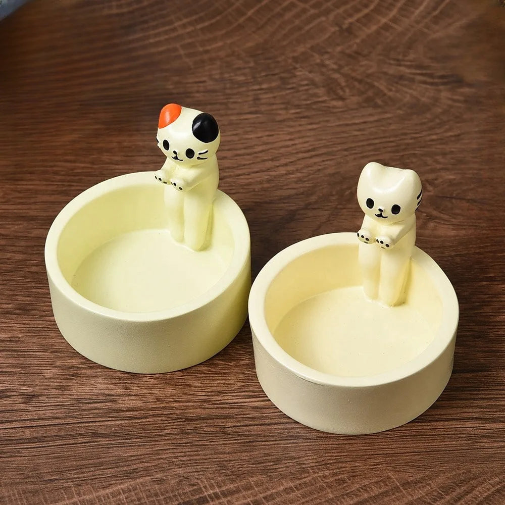 🕯️ Porta-Velas Gato Cartoon: Castiçal Fofo para Tea Lights – Charme na Mesa do Escritório e Casa!