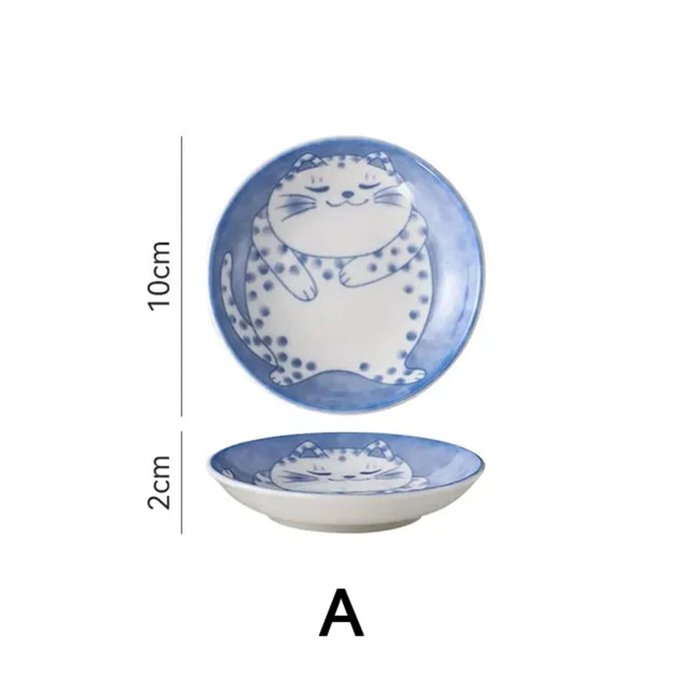 🍣 Prato de Cerâmica Gato da Sorte: Estilo Japonês, Perfeito para Sushi, Molhos e Sobremesas!