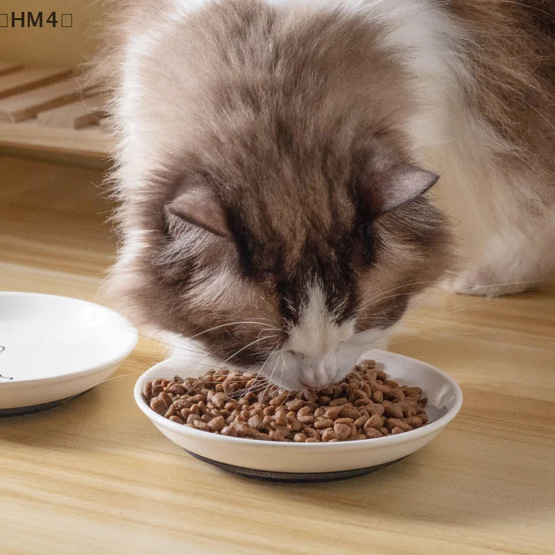 🥣 Tigela de Cerâmica Gato Fofo: Base Antiderrapante de Silicone – Alimentação Higiênica e Estável!