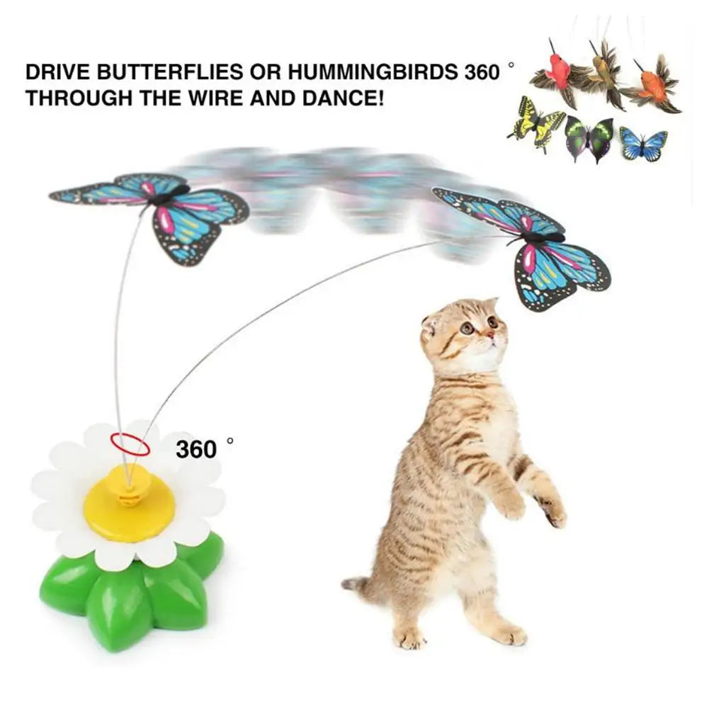 🦋 Borboleta Elétrica Giratória 360°: Brinquedo Automático para Gatos – Treinamento e Caça!