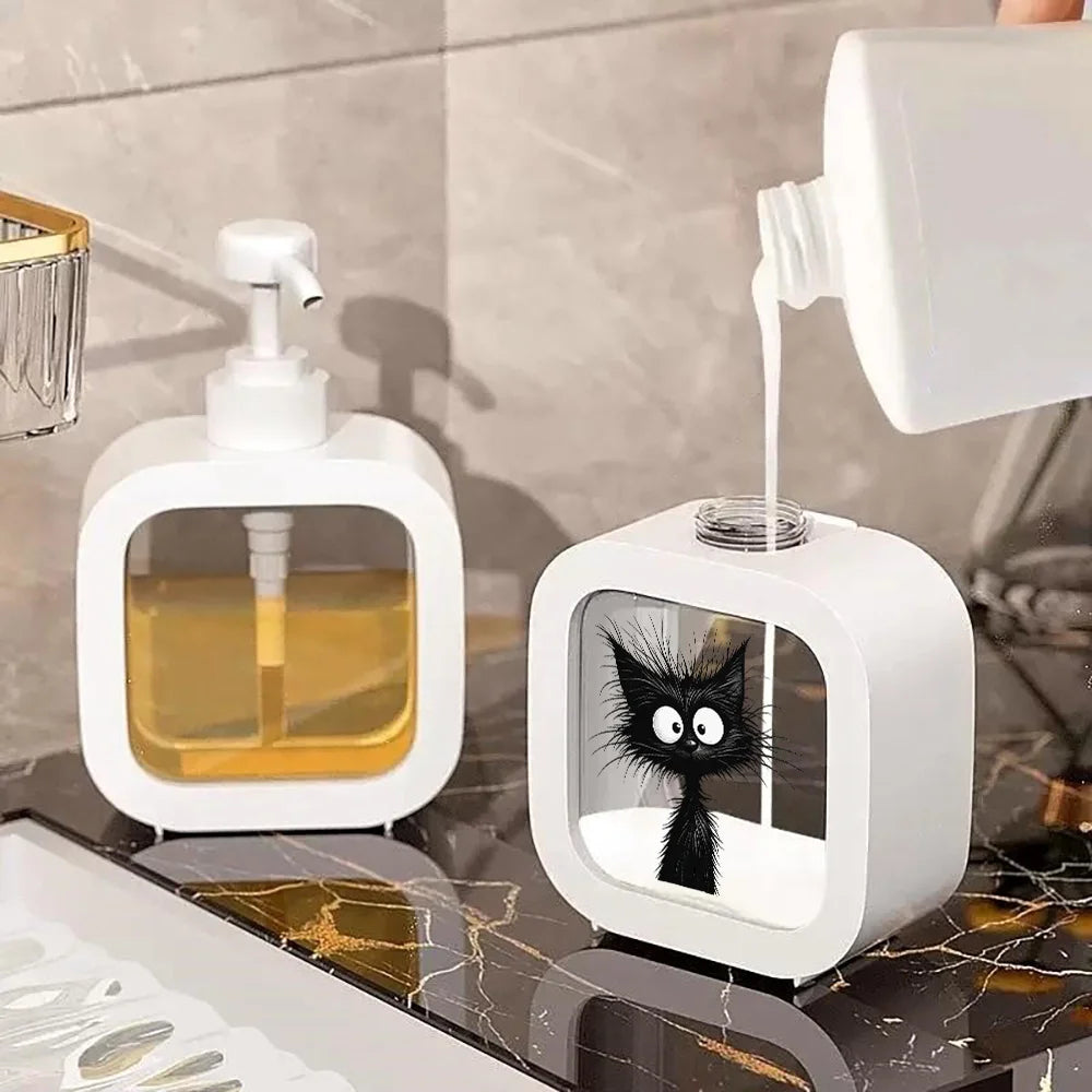 🖤 Dispensador de Sabonete Gato P&B: Rosto Felino para Pia da Cozinha – Charme e Funcionalidade!