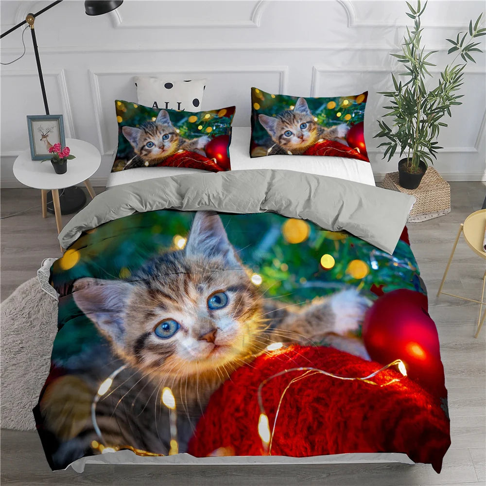 🛌 Conjunto de Cama 3D Gatos Fofos: Aconchego, Arte e a Companhia do Seu Pet na Decoração!