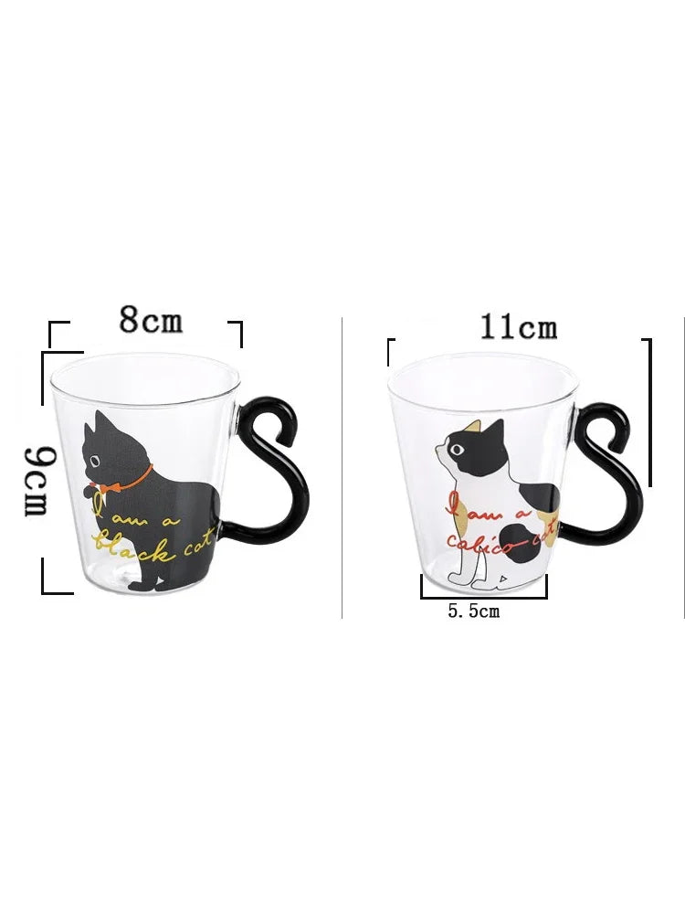 ☕ Caneca Cauda de Gato 3D (250ml): Vidro Borossilicato Resistente ao Calor – Presente Único para Cat Lovers!