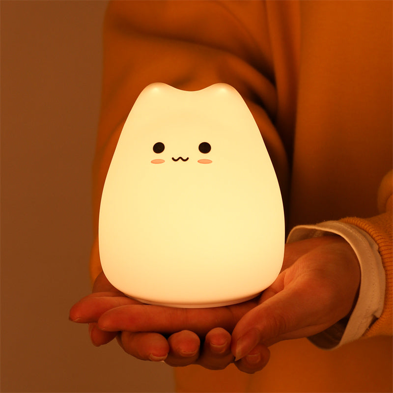 😻 Luminária Noturna Gato Mini: Toque Mágico, 7 Cores e Proteção Ocular – Presente Perfeito para Crianças!