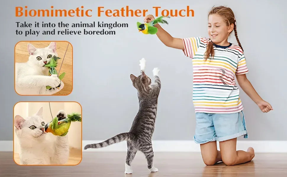 🐦 Pássaro Interativo de Pendurar: Brinquedo com Som e Catnip para Gatos – Caça e Auto-Entretenimento!