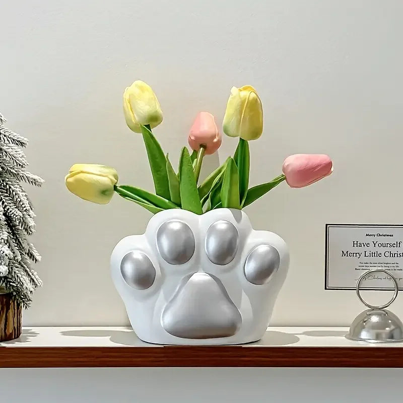 🐾 Vaso Pata de Gato Criativo: Decoração de Mesa, Rack de TV e Jantar – A Fofura que Faltava!