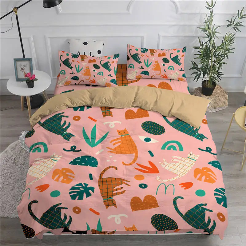 🛌 Conjunto de Cama 3D Gatos Fofos: Aconchego, Arte e a Companhia do Seu Pet na Decoração!