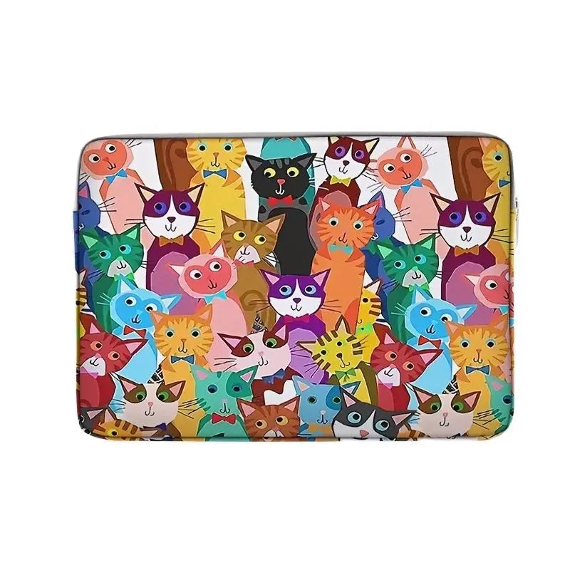 💻 Bolsa para Notebook 14": Estampa Gato Cartoon Colorida – Dois Estilos de Pura Fofura!