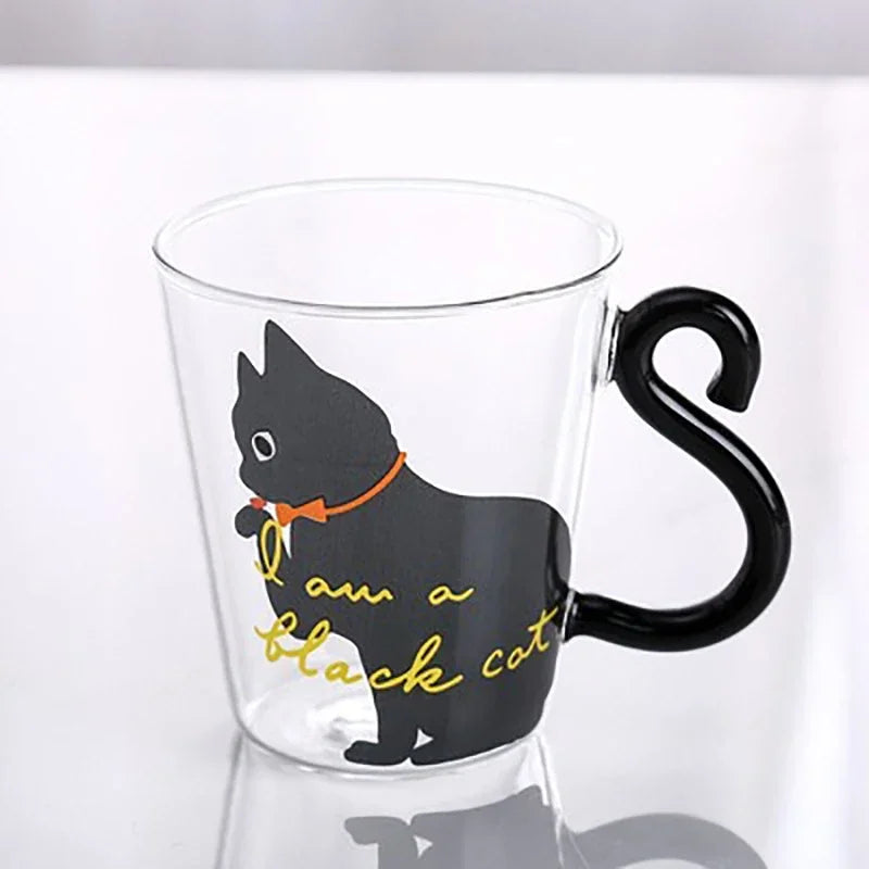 ☕ Caneca Cauda de Gato 3D (250ml): Vidro Borossilicato Resistente ao Calor – Presente Único para Cat Lovers!