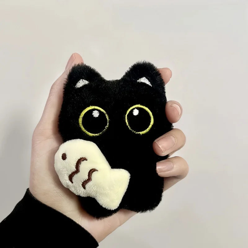 🖤 Chaveiro Gato Preto de Pelúcia Fofo: Pingente Kawaii para Bolsas, Carros e Casais!