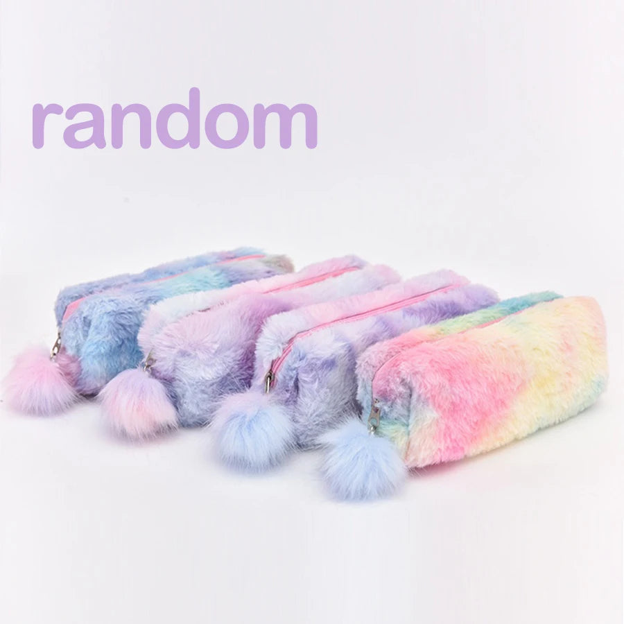 💖 Estojo de Pelúcia Kawaii Grande Capacidade: Bolsa Fofa para Lápis e Material Escolar!