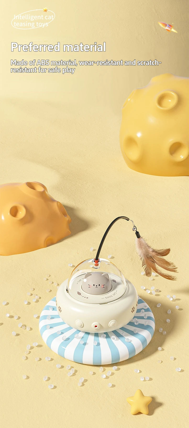 🛸 Brinquedo Smart UFO Elétrico: Varinha Provocadora com Sino e Penas Trocáveis para Gatos!