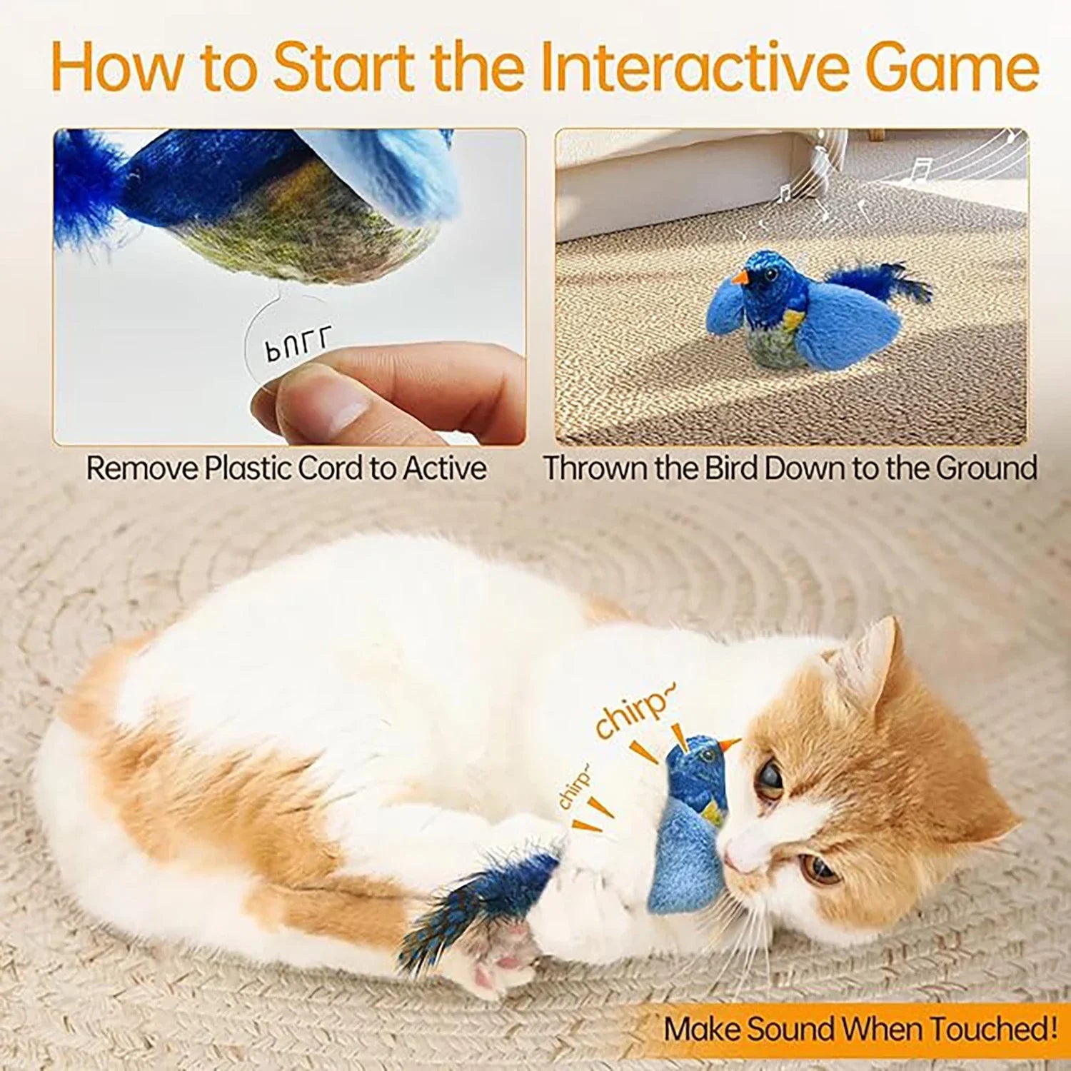 🐦 Pássaro Interativo de Pendurar: Brinquedo com Som e Catnip para Gatos – Caça e Auto-Entretenimento!