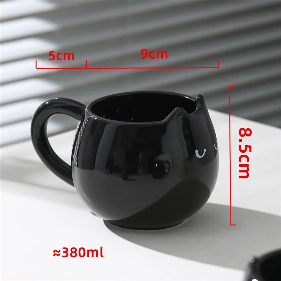 🐱 Caneca de Cerâmica em Formato de Gato: Criativa e Espaçosa (380ml) para o Seu Café!